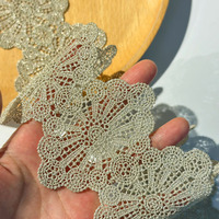 Dentelle brodée soluble à l'eau à motif animalier doré et argenté, 100 % polyester, largeur 3,2 cm, pour vêtements d'enfants