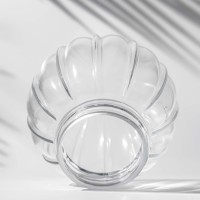 Abat-jour en verre soufflé côtelé sphérique, ouverture à vis 80 mm, grand diamètre 138 mm, couvercle en verre pour lampe
