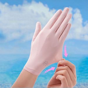 ถุงมือป้องกันแสงแดดสำหรับผู้หญิงถุงมือผ้าไหมน้ำแข็งกันลื่นบางให้ความรู้สึกเย็นสำหรับกีฬากลางแจ้งกีฬากลางแจ้งในฤดูร้อน - Product Image 4