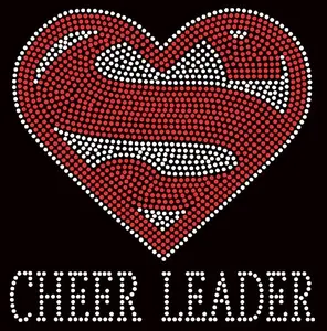 Hot Sales Super Cheer Leader Rhinestone Heat Transfer Iron on motif for T-Shirts Pants And Hoodies