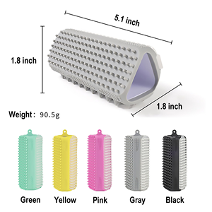 Multi-Functional Triangle Silicone <b>Pet</b> <b>Brush</b> Soft Grooming, Bath and Massage <b>Brush</b> for Dogs & Cats with Hanging Hole - Product Image 3