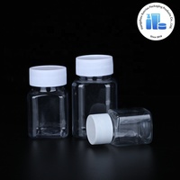Botella Transparente Vacía de PET de 20 ml, Envase Cosmético, Botella para Reactivos, Polvo Sólido, Medicina, Tapa de Rosca