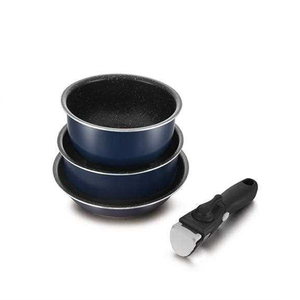Juego de ollas y sartenes de cocina de inducción personalizadas con <span class=keywords><strong>mango</strong></span> extraíble, wok, ollas para sopa, de aleación de aluminio engrosada, antiadherentes <span class=keywords><strong>Tefal</strong></span>. - Product Image 4