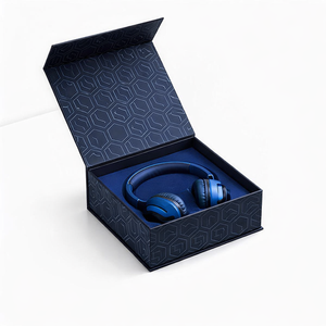 Caja Rígida Plegable con Logotipo Personalizado de Fábrica para Auriculares 3C y Accesorios Electrónicos, Cierre Magnético, Cartón Gris Reciclable - Product Image 1