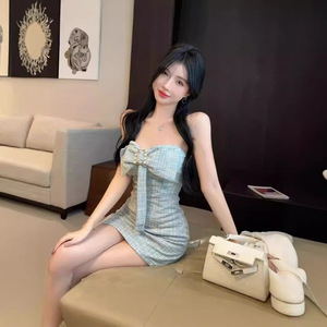 Vestido Corto Elegante y Gracioso con Diseño de Lazo, Estilo Sexy y Atractivo para Mujer, Top Tubo que Adelgaza la Cintura - Product Image 2