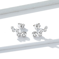 S925 Simple diamant plaqué platine lustre boucles d'oreilles petit cercle d'argent goujon mode BSE235