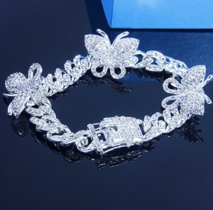 Bracelet de cheville diamant pour femmes, chaîne à maillons cubain, bijoux de cheville papillon, breloque - Product Image 3