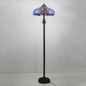 LongHuiJing Tiffany Peony Traditional Antique Floor <b>Light</b> Handcrafted Stained Glass Lampshade LED E26 Residential Two Bulbs - Product Image 4