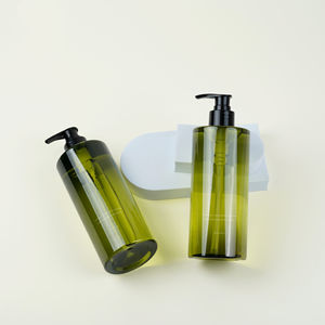 300ml 500ml botella de Gel de ducha transparente verde brillante hombro plano plástico 10oz 16oz botella de champú cuerpo era botella de loción - Product Image 1
