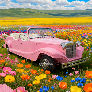 Auto Eléctrico Clásico Convertible Rosa, Estilo Vintage, Diseño Descapotable, 5 Pasajeros, para Uso Turístico - Product Image 3