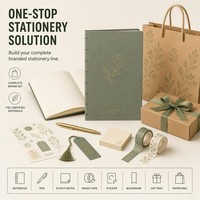 Bloc-notes personnalisé WANGHAN avec logo en relief, 80 feuilles, papier kraft A5, reliure cousue, motif botanique, cadeau d'entreprise, ruban