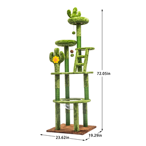 Cactus <b>Cat</b> <b>Tree</b> 72in Tall Indoor <b>Cat</b> Tower With Transparent Capsule Sisal <b>Scratching</b> Posts Plush Perches Interactive - Product Image 2