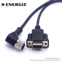 Connecteur femelle étanche M12 8Pin vers DB9 Câbles terminaux Câble femelle RS232 5M PVC Noir