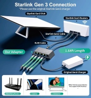 Adaptador Ethernet Starlink de 4 Puertos para Gen 3 y Starlink Mini, Conecta 4 Dispositivos Cableados a la Vez, hasta 1Gbps para Starlink Mini / V4