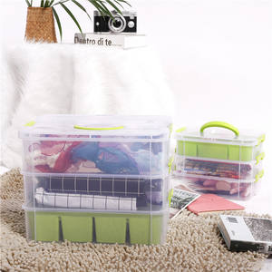 Caja de almacenamiento de plástico transparente de 3 capas, caja de juguetes con 9 compartimentos para supermercado, caja de almacenamiento para niños - Product Image 3