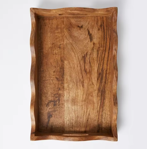 <span class=keywords><strong>Plateau</strong></span> en bois écologique et durable avec bords ondulés, adapté à la décoration de la maison, à l'utilisation en <span class=keywords><strong>cuisine</strong></span>. - Product Image 5