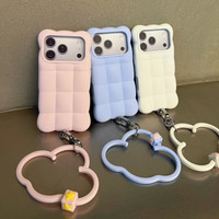 Coque de téléphone en silicone liquide IDEAL Factory 3D Cube Grid Clouds pour iPhone 18 17 Pro Max, coque antichoc tout-en-un avec bouton intégré