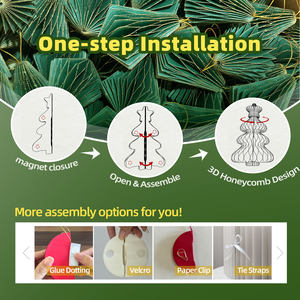 شجرة عيد الميلاد الحمراء الكبيرة كقطعة مركزية، زينة عيد الميلاد ثلاثية الأبعاد عملاقة من الورق على شكل خلية نحل لتزيين الطاولات في حفلات العطلات - Product Image 5