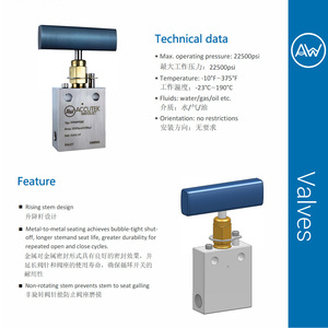 วาล์วเข็มวอเตอร์เจ็ท Accutek รุ่น 22NV4P081 แรงดัน 22500 ปอนด์ต่อตารางนิ้ว ผลิตจากสแตนเลส 316SS HT แบบแมนนวล สำหรับการตัดด้วยวอเตอร์เจ็ท - Product Image 4