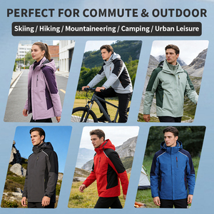 <span class=keywords><strong>Veste</strong></span> d'extérieur unisexe 3-en-1 respirante, <span class=keywords><strong>imperméable</strong></span> et coupe-vent avec fermeture éclair pour l'escalade, la randonnée et la ville (hommes et femmes) - Product Image 4