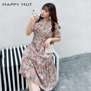 Happy Hut Robe à imprimé floral pour femme, taille élastique, tenue de plage d'été N7467 - Product Image 5