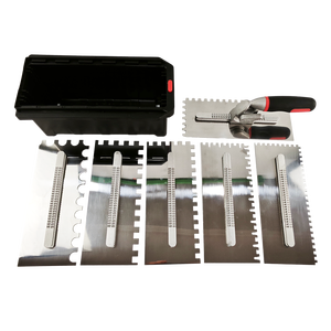 أداة أفضل خط ، مجموعة مجرفة جص ، بلاط من الفولاذ المقاوم للصدأ ومالج أرضيات ، قابل للتعديل ومقبض - Product Image 1