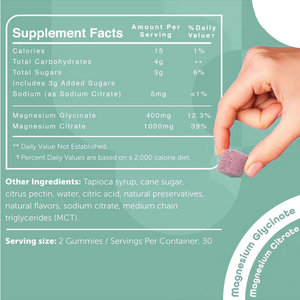 Suplemento <span class=keywords><strong>de</strong></span> glicinato complejo anhidro <span class=keywords><strong>de</strong></span> <span class=keywords><strong>citrato</strong></span> <span class=keywords><strong>de</strong></span> <span class=keywords><strong>magnesio</strong></span> <span class=keywords><strong>de</strong></span> etiqueta privada OEM 1400mg suplemento sanitario <span class=keywords><strong>citrato</strong></span> <span class=keywords><strong>de</strong></span> <span class=keywords><strong>magnesio</strong></span> gomoso - Product Image 2