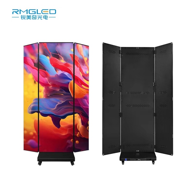 Ultra-Thin Foldable LED Advertising Panels with GOB Coating  Led Poster Display Indoor Digital Three-sided Folding Led Wall