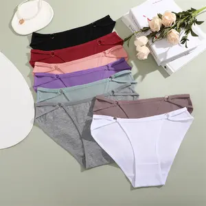 2024 New Design Solid Panties Women's Cotton Briefs S-XL Low-Rise Rainbow Underwear Ladies Underpants Girls Panties