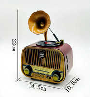 ELETREE MD-1319BT Haut-parleur sans fil Bluetooth en forme de tourne-disque rétro Gramophone Style rétro vintage Radio AM FM SW