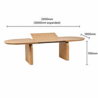 Table à manger extensible en placage de bois personnalisé, style nordique, grain de bois naturel, mobilier de salle à manger peu encombrant, marque blanche OEM
