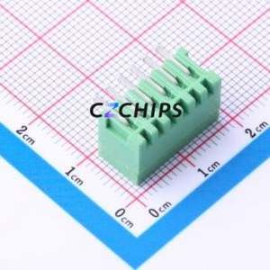 JL15EDGRC-25006G02 Plug-in Terminal Block Bent Lead Through Hole,P=2.5mm Board-to-Board / Socket - Closed 1x6P 2.5mm Green - Product Image 2