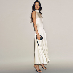 Vestido de Noche Elegante de Satén Francés de Alta Gama para Mujer, Transpirable, sin Mangas, con Cuello Halter, Ajustado a la Cintura, Ideal para Vacaciones - Product Image 2