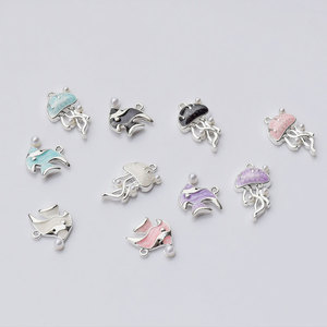 Pendentifs en forme de méduse et de poisson sur le thème de l'océan, en alliage de zinc, pour la fabrication de bijoux DIY, breloques unisexes GJ390 - Product Image 2