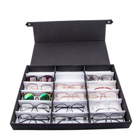 Logo personnalisé grand 18 grilles optique lunettes de soleil présentoir conseil panneau organisateur vitrine pour présentoirs de lunettes