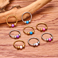 316L anting bedah baja tahan karat Clicker 16G 20G Opal Septum cincin hidung Helix Tragus Lobe perhiasan tindik badan keong