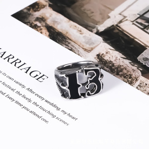 Anillo de Acero Inoxidable para Hombre, Número 13, Diseño Irregular Rojo y Negro, SA1224, Joyería de Regalo - Product Image 4