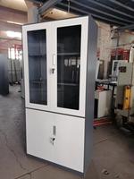 Armoire de rangement de bureau moderne en acier verrouillable avec étagères réglables, 2 tiroirs, gain de place, pour usage scolaire, en stock
