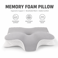 Oreiller ergonomique en mousse à mémoire de forme à rebond lent et rafraîchissant, soutien cervical orthopédique, housse amovible et lavable en tricot, pour un sommeil profond et un soutien du cou en voyage