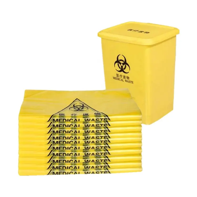 Sacos plásticos amarelos portáteis para lixo médico, sacos de plástico para sacos de lixo, sacos de lixo para resíduos hospitalares, tamanho personalizado