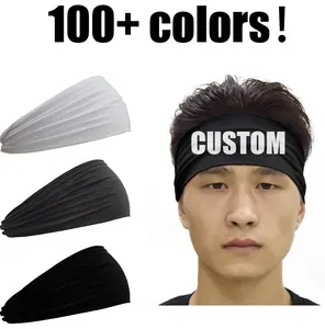 PURE barato personalizado cor sólida preto branco atacado headbands para homens imprimir o seu logotipo elástico esportes spa headband unisex juventude