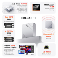 En stock, tout neuf, Firebat F1 Mini PC, système barebone, RTS, AMD Ryzen 5 7460HS, Mini PC blanc de bonne qualité