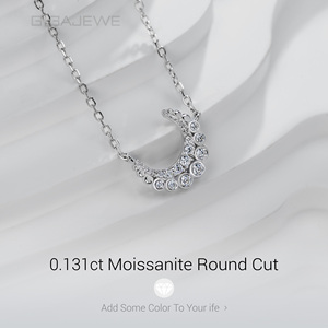 Collar GIGAJEWE con Colgante de Luna Creciente de Moissanita Blanca de 0.13ct, <span class=keywords><strong>Plata</strong></span> de Ley 925, <span class=keywords><strong>Cadena</strong></span> Tipo O para Mujer - Product Image 2