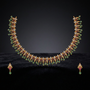 Wedding-Ready Antique Zinc Alloy Flower <b>Necklace</b> with <b>Ruby</b>-Zircon Stones 182700 - Product Image 3