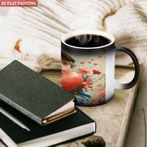 Frosted Black 11oz <b>Ceramic</b> <b>Mug</b> Heat Changing Cup With 2D Flat Painting Design - Product Image 3