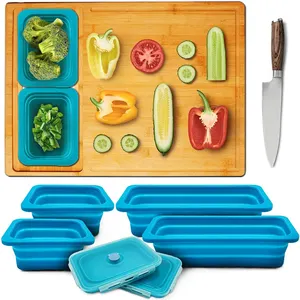 Kitchen Extra Large Chopping Board Over The Sink Collapsible Strainer Set Of 9 Bamboo Cutting Board With Containers