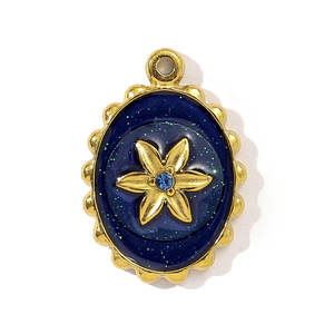 Paslanmaz çelik Vintage <span class=keywords><strong>Tarot</strong></span> parlak zirkon dikdörtgen DIY yapma takı ayçiçeği ay emaye takılar - Product Image 2