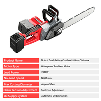 Tronçonneuse électrique sans fil portable 21V, 2 batteries, guide-chaîne de 16 pouces, puissance de 2800 W, rechargeable, pour la coupe du bois et l'élagage
