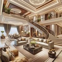 Canapé de villa moderne de luxe en forme de L, tête de lit incurvée unique en velours, lit de luxe avec garniture dorée pour la conception de maisons haut de gamme