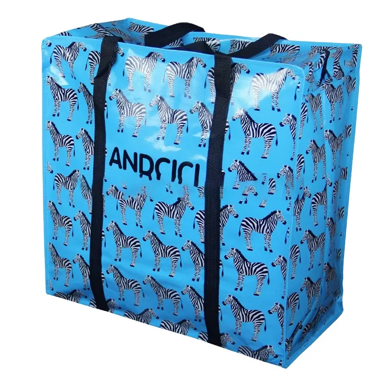 ANDCICI 중국 도매 재활용 적층 PP 짠 가방, 지퍼 쇼핑 가방